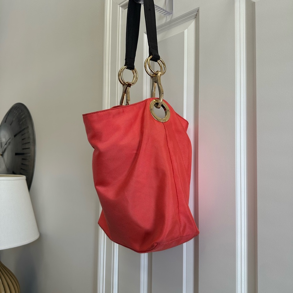 Coral Tote with Gold Accents